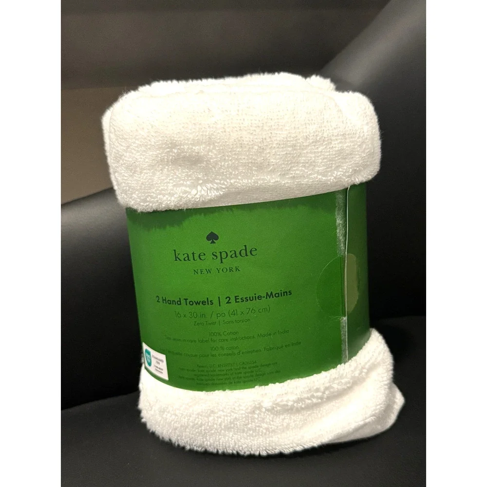 Kate Spade New York Set of 2 Hand Towels 100% Cotton Zero Twist 16